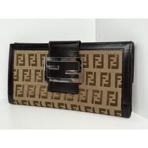 FENDI Zucchino Forever Continental Wallet Brown